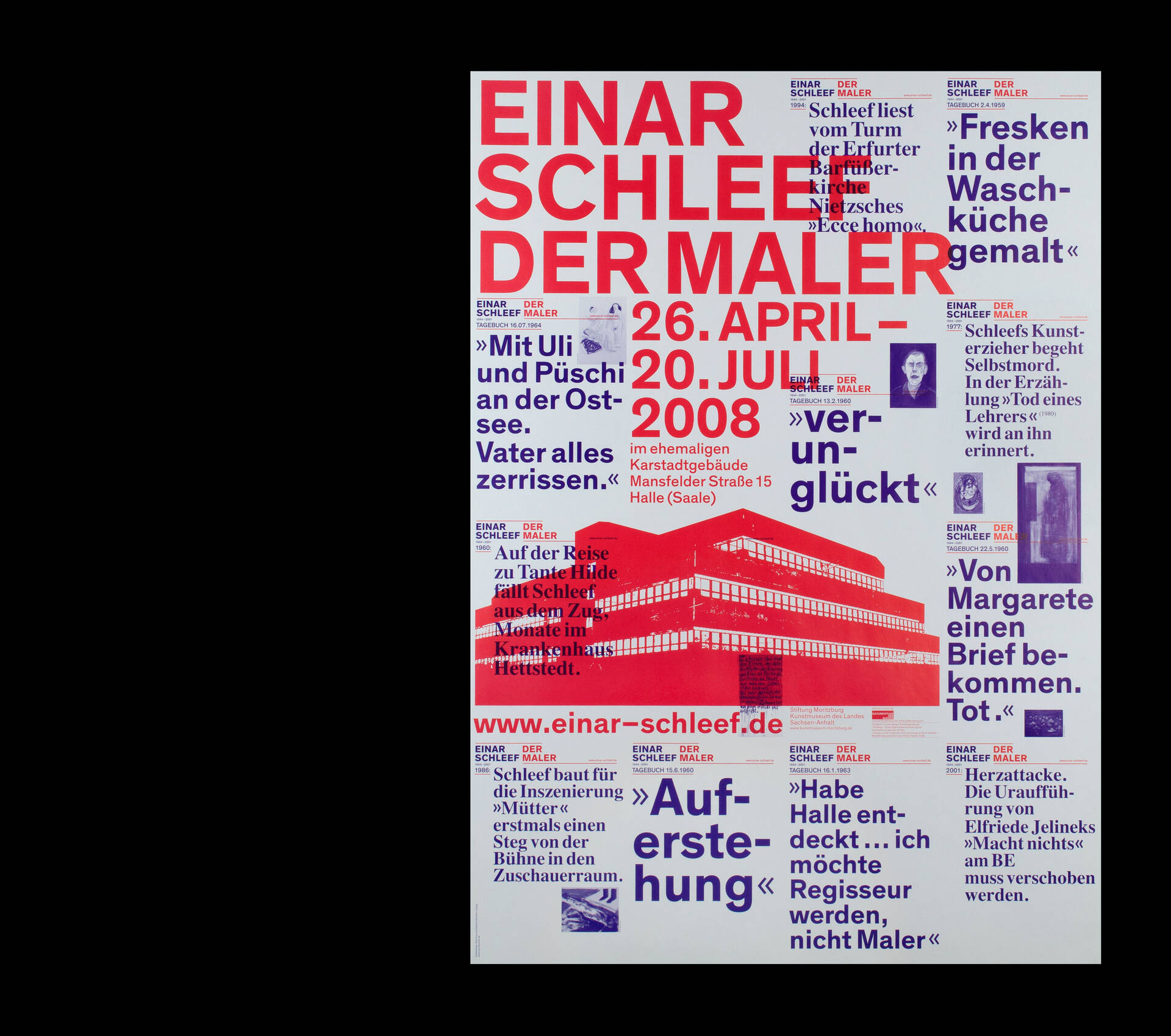 Visuelle Identit&auml;t zur Ausstellung &raquo;Einar Schleef &ndash; Der Maler&laquo; f&uuml;r das Kunstmuseum Moritzburg, Halle
