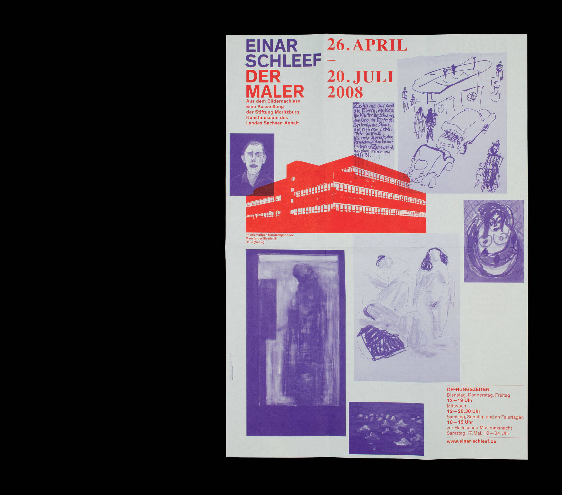 Visuelle Identit&auml;t zur Ausstellung &raquo;Einar Schleef &ndash; Der Maler&laquo; f&uuml;r das Kunstmuseum Moritzburg, Halle