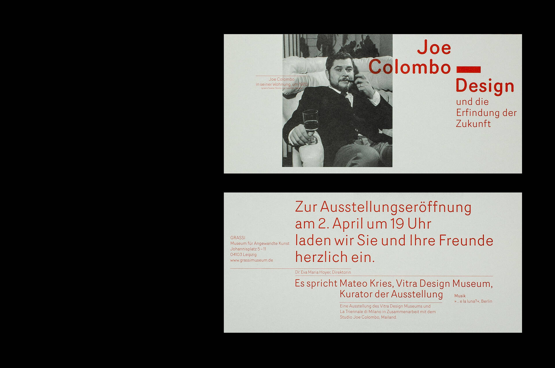 Visuelle Identit&auml;t zur Ausstellung &raquo;Joe Colombo &ndash; Design und die Erfindung der Zukunft&laquo; f&uuml;r das Grassi Museum f&uuml;r Angewandte Kunst, Leipzig
