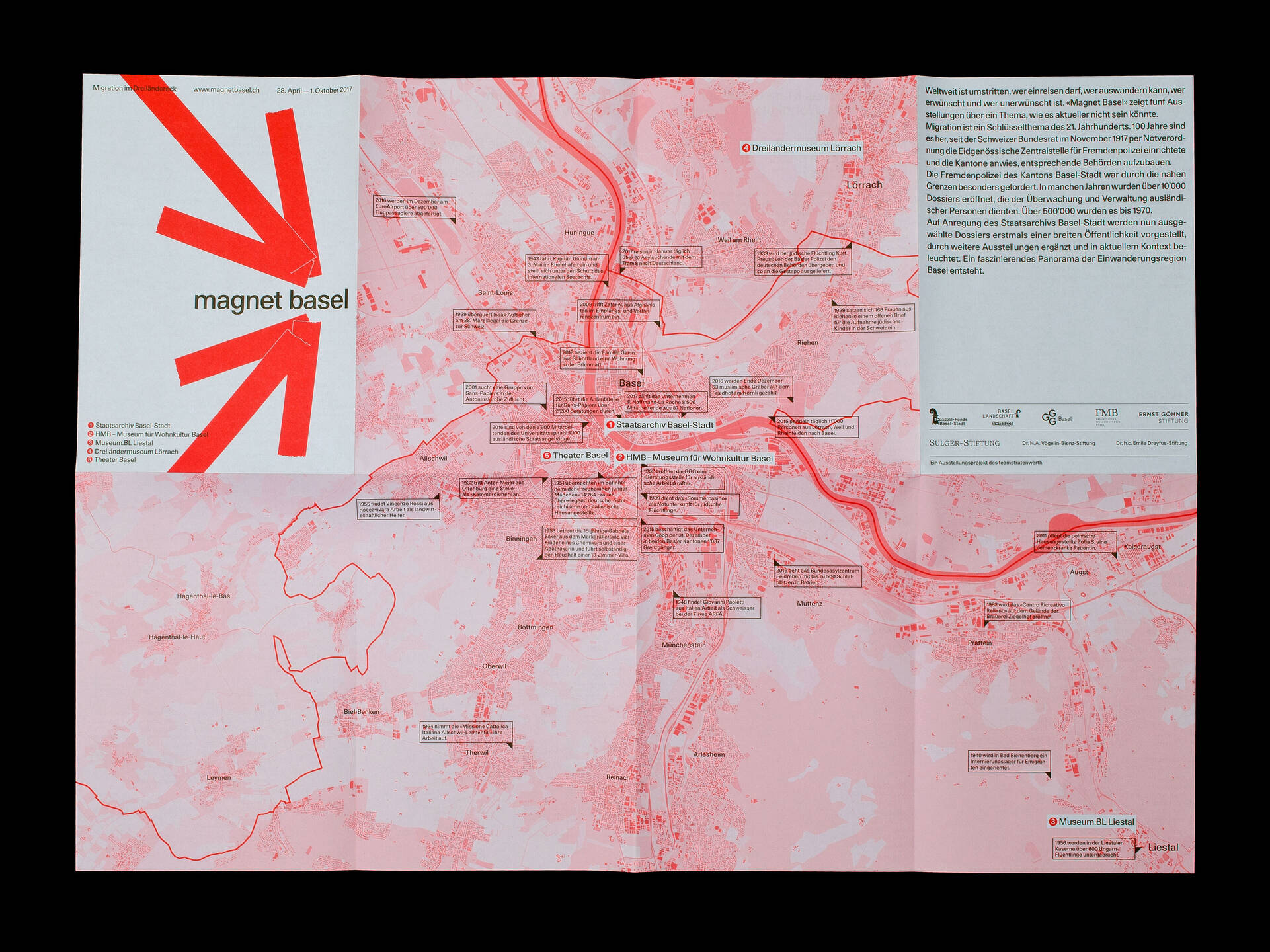 Visuelle Identit&auml;t &raquo;Magnet Basel &ndash; Migration im Dreil&auml;ndereck&laquo; f&uuml;r das Team Statenwerth, Basel