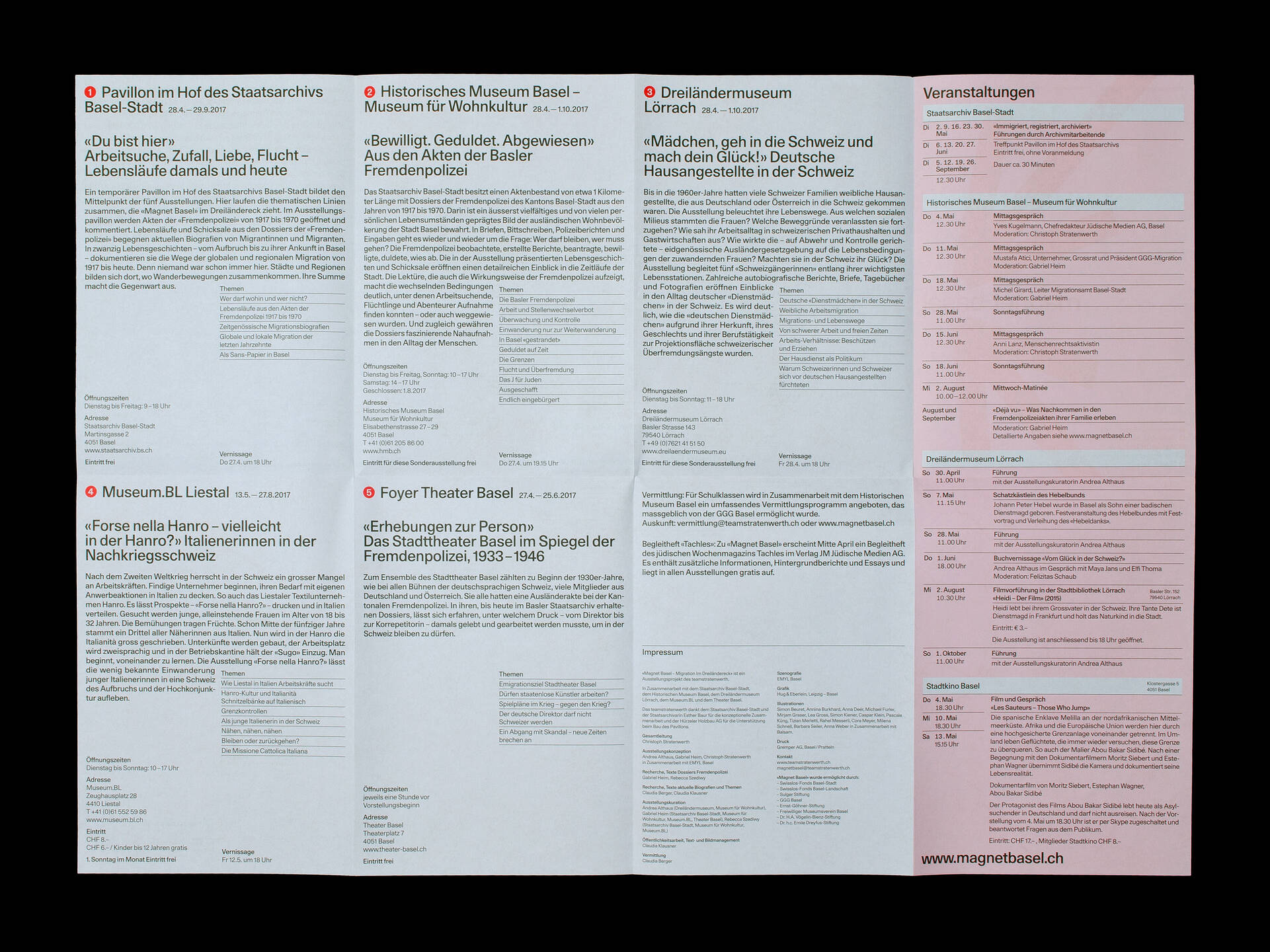 Visuelle Identit&auml;t &raquo;Magnet Basel &ndash; Migration im Dreil&auml;ndereck&laquo; f&uuml;r das Team Statenwerth, Basel
