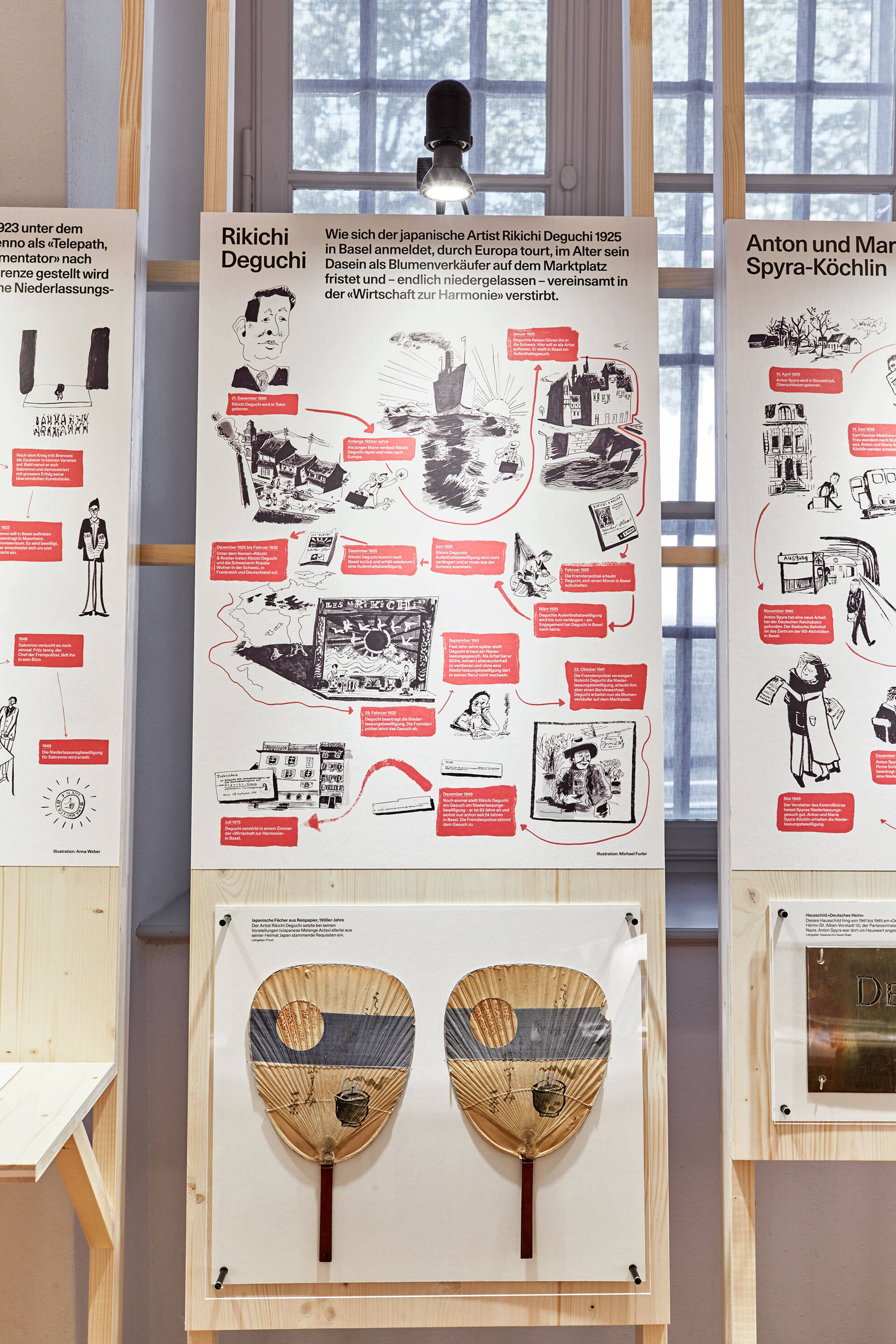 Ausstellungsgrafik &raquo;Magnet Basel &ndash; Migration im Dreil&auml;ndereck&laquo; f&uuml;r das Team Stratenwerth, Basel