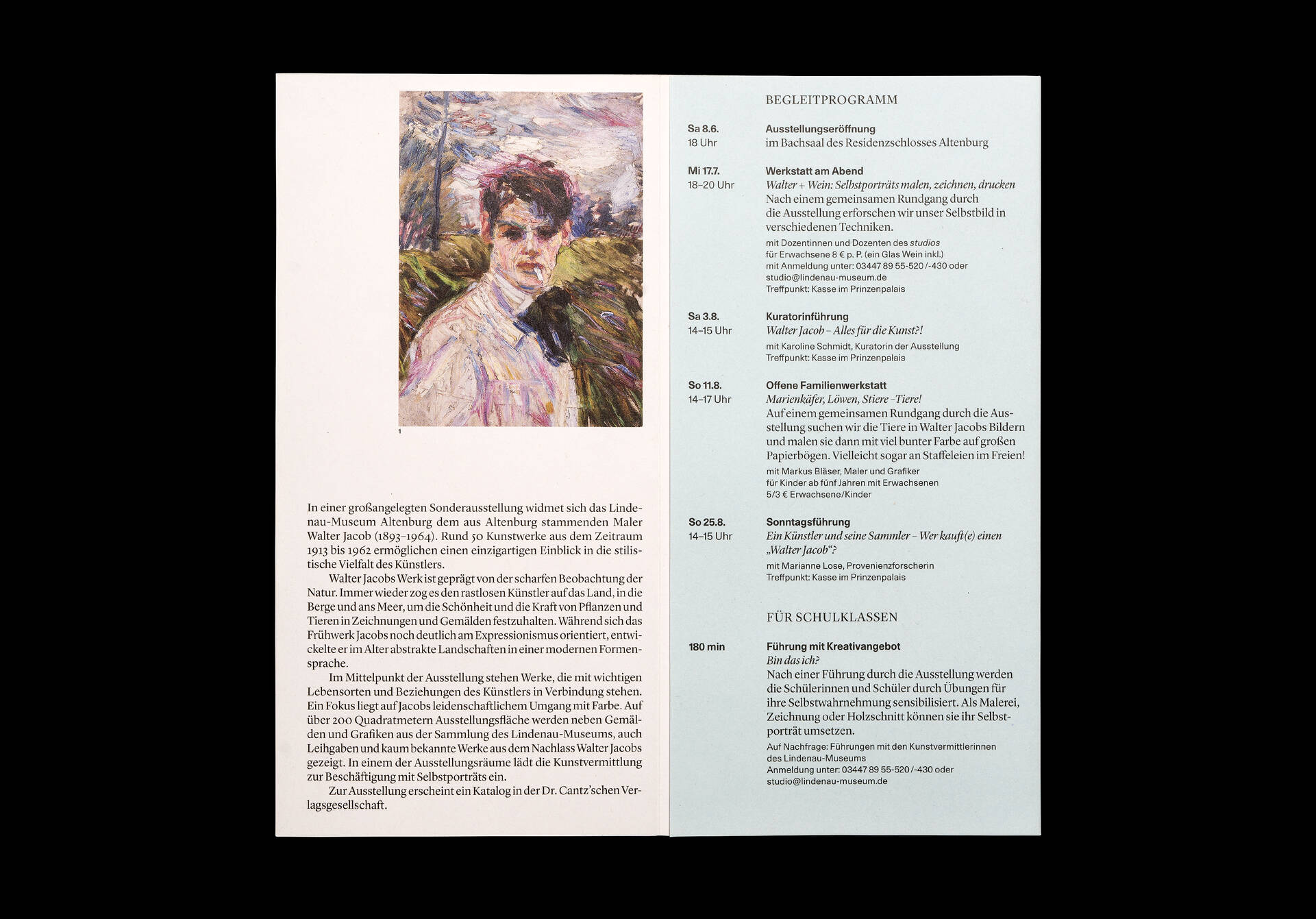 Visuelle Identit&auml;t &raquo;Feuer und Farbe &ndash; Gem&auml;lde und Grafiken von Walter Jacob&laquo; f&uuml;r das Lindenau-Museum Altenburg